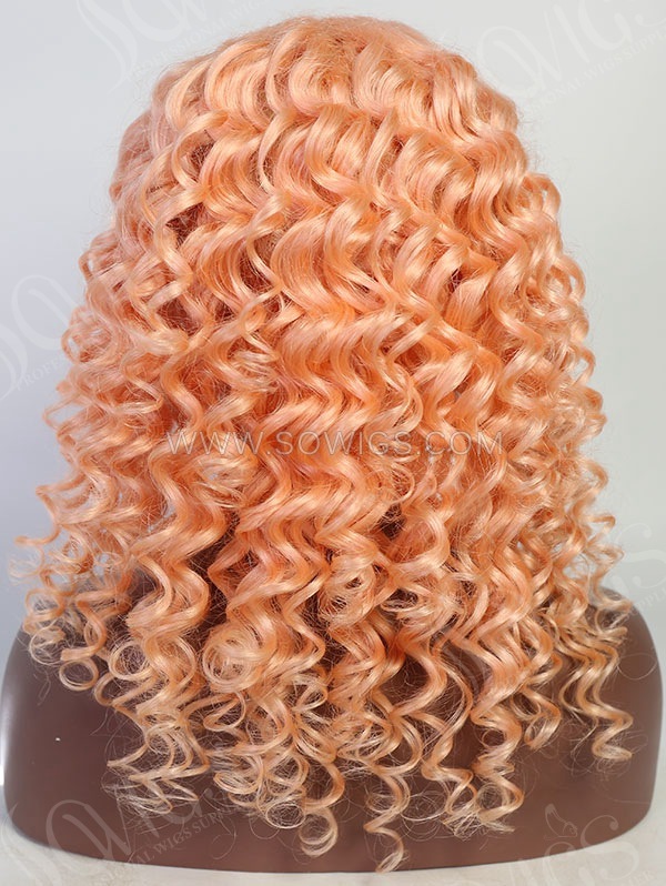 Wave Style Paster Orange Color Human Hair Wig With 7 Days To Customize A1