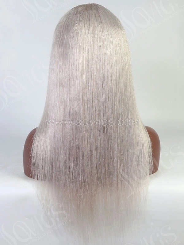 Straight Style Silk Grey Color Human Hair Wig With 7 Days To Customize A6