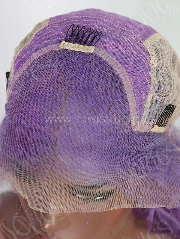 Wave Style Lilac Color Human Hair Wig With 7 Days To Customize A19