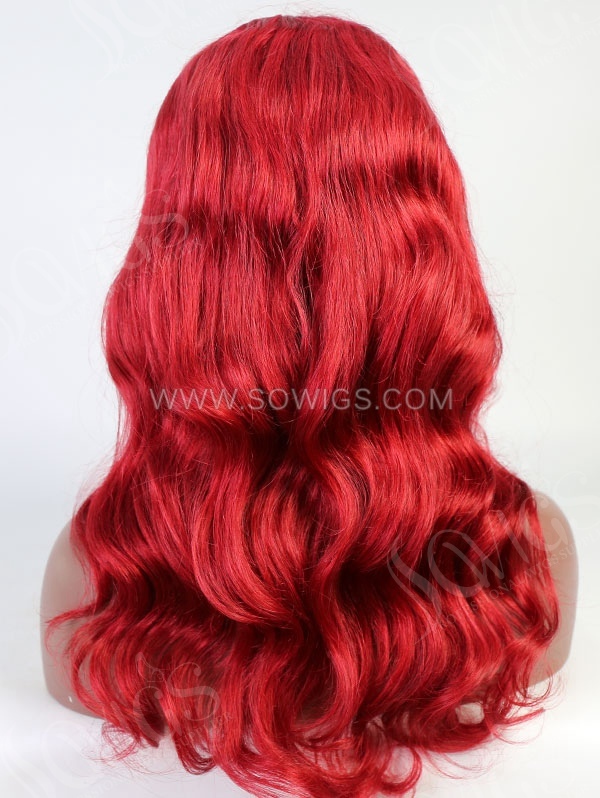 Wavy Style Dark Red Color Human Hair Wig With 7 Days To Customize A11
