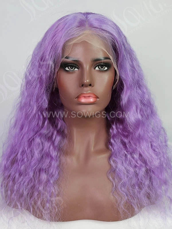 Wave Style Lilac Color Human Hair Wig With 7 Days To Customize A19