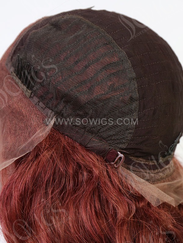 Wavy Style Red Brick Brown Color Human Hair Wig With 7 Days To Customize A9