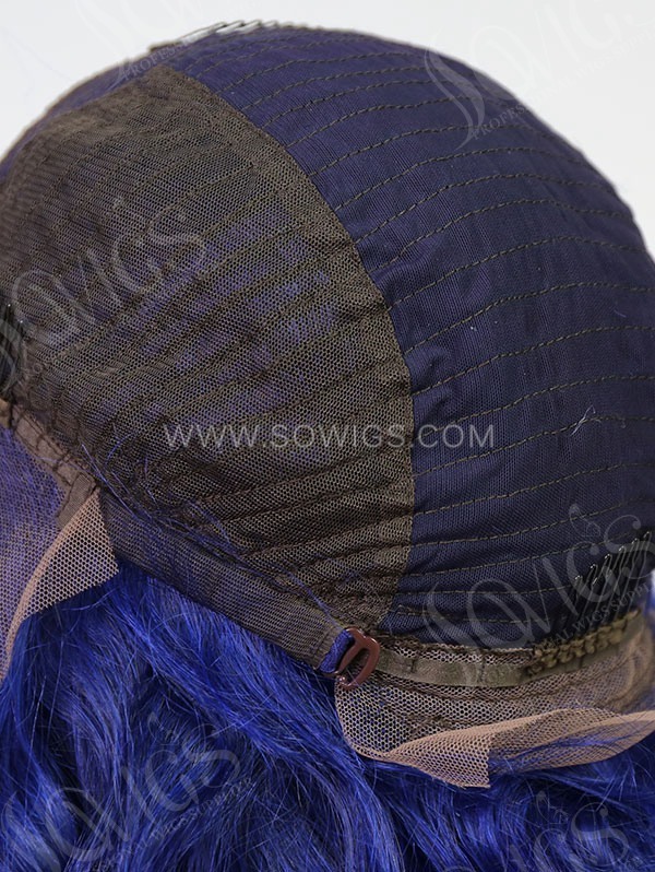 Wave Style Dark Blue Color Human Hair Wig With 7 Days To Customize A22