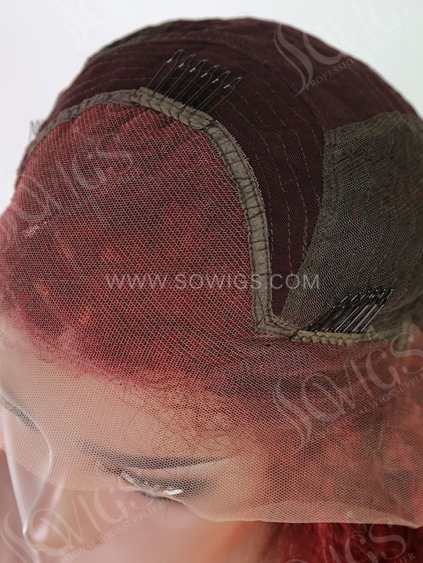 Wave Style Ruby Red Color Human Hair Wig With 7 Days To Customize A2