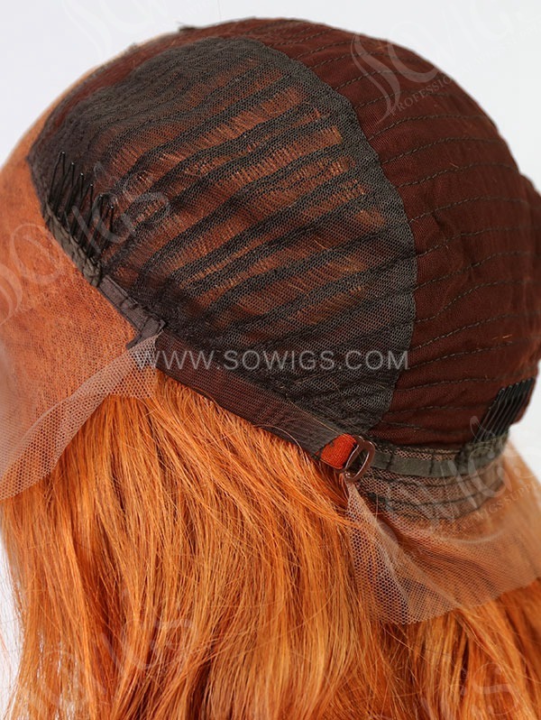 Wavy Style Medium Orange Color Human Hair Wig With 7 Days To Customize A15