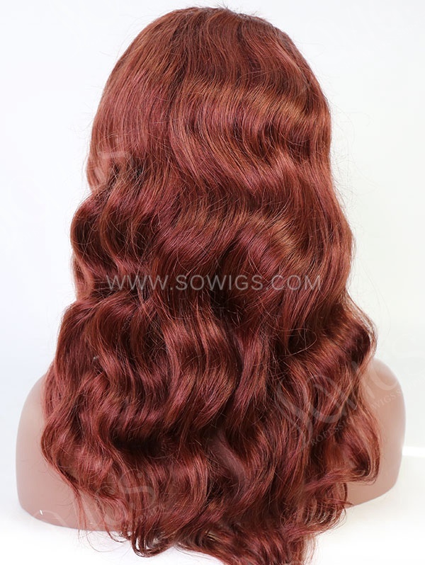 Wavy Style Red Brick Brown Color Human Hair Wig With 7 Days To Customize A9