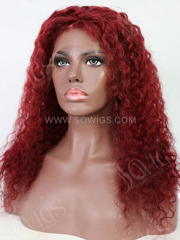 Wave Style Ruby Red Color Human Hair Wig With 7 Days To Customize A2