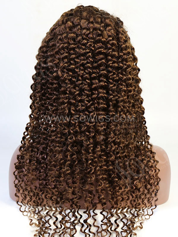 130% Density Color #4 Full Lace Wigs Deep Curly Virgin Human Hair