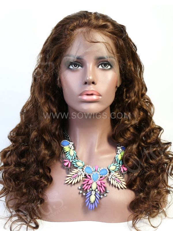 130% Density Color #4 Full Lace Wigs Loose Wave Virgin Human Hair