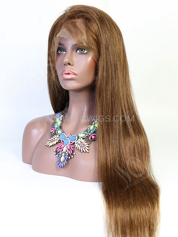 130% Density Color #4 Full Lace Wigs Straight Hair Virgin Human Hair