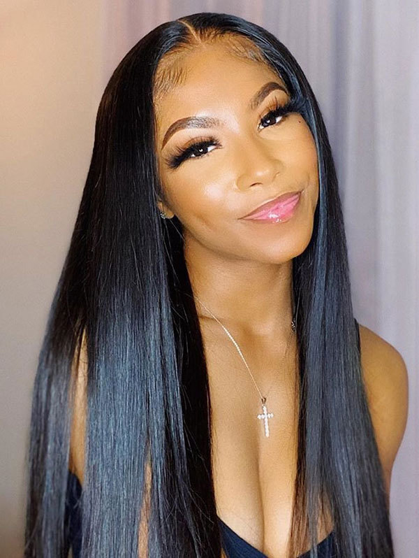 Straight Hair 13*4 Lace Front Wigs 130% Density Lace Wigs Virgin Human Hair Natural Color Natural Hairline