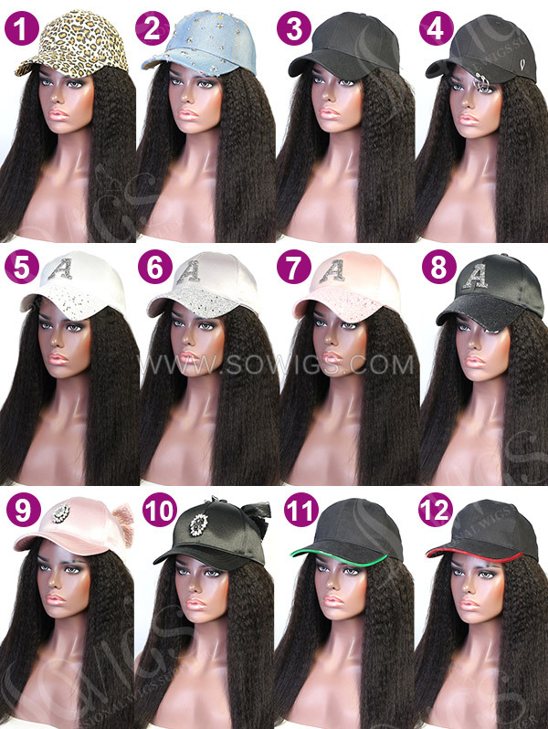 Cap With Kinky Hair Extension 100% Virgin Human Hair Hat Wig