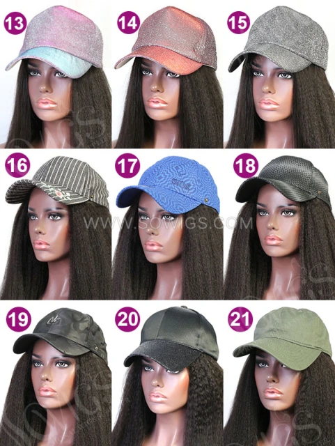 Cap With Kinky Hair Extension 100% Virgin Human Hair Hat Wig