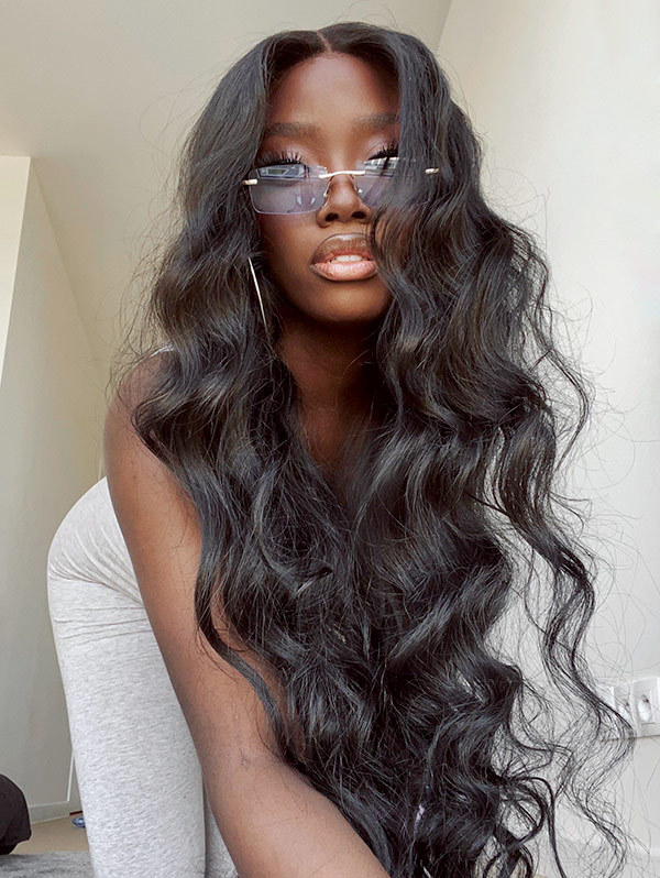 13*4 Lace Frontal Wigs 180% Density Pre Plucked Bleached Human Hair Natural Color