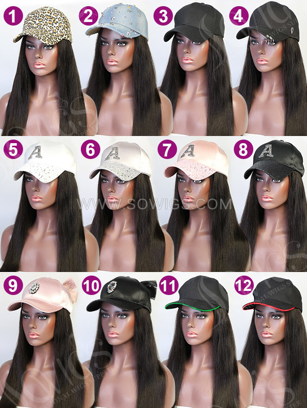 Cap With Straight Hair 100% Virgin Human Hair Hat Wig