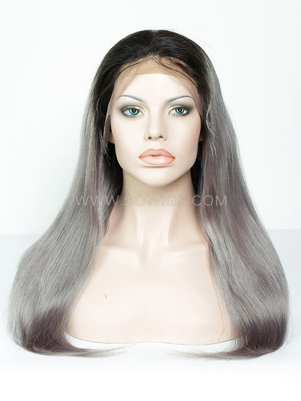 T1b/Grey Color 130% Density 13*4 Lace Frontal Wigs Straight Hair Virgin Human Hair