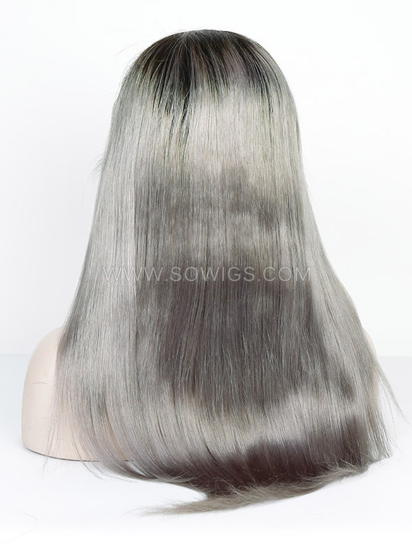 T1b/Grey Color 130% Density 13*4 Lace Frontal Wigs Straight Hair Virgin Human Hair