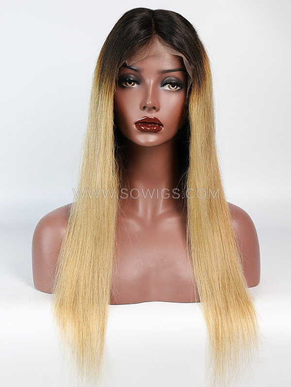 T1B/27 Color 130% Density 13*4 Lace Frontal Wigs Straight Hair Virgin Human Hair