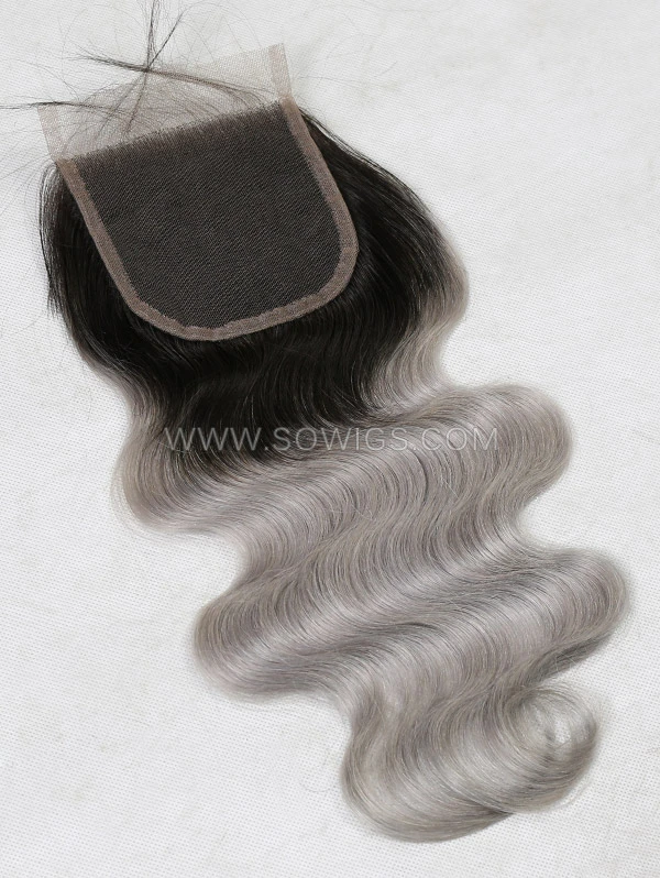 4*4 Lace Closure 1B/Grey Color Body Wave Human Hair
