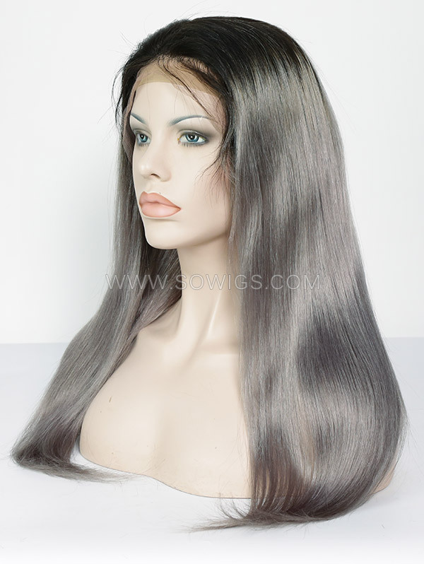 T1b/Grey Color 130% Density 13*4 Lace Frontal Wigs Straight Hair Virgin Human Hair