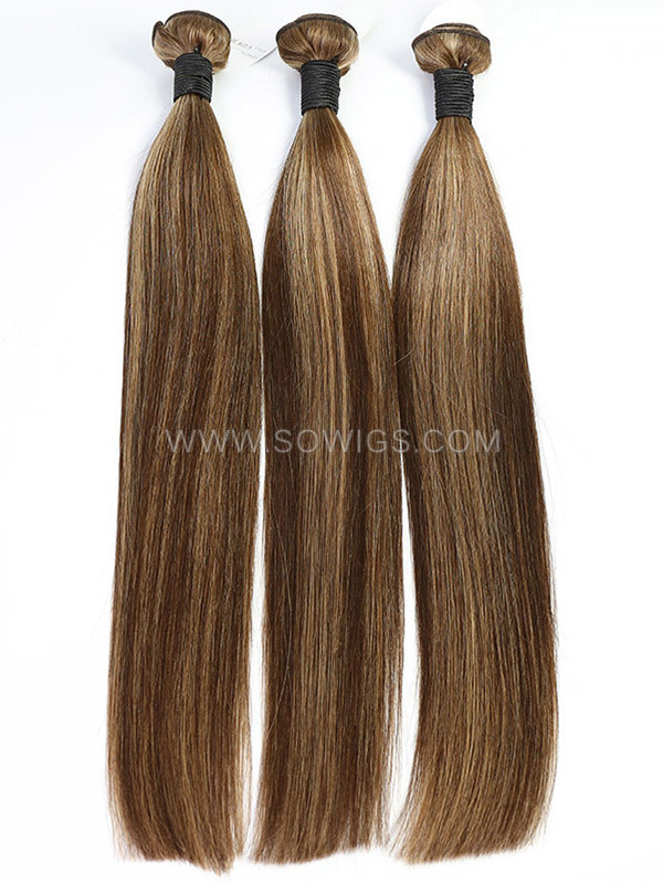 1 Bundle Highlight #4/27 Color Double Welf Human Hair Extensions