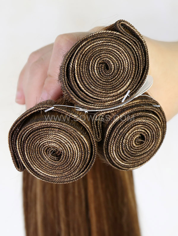 1 Bundle Highlight #4/27 Color Double Welf Human Hair Extensions