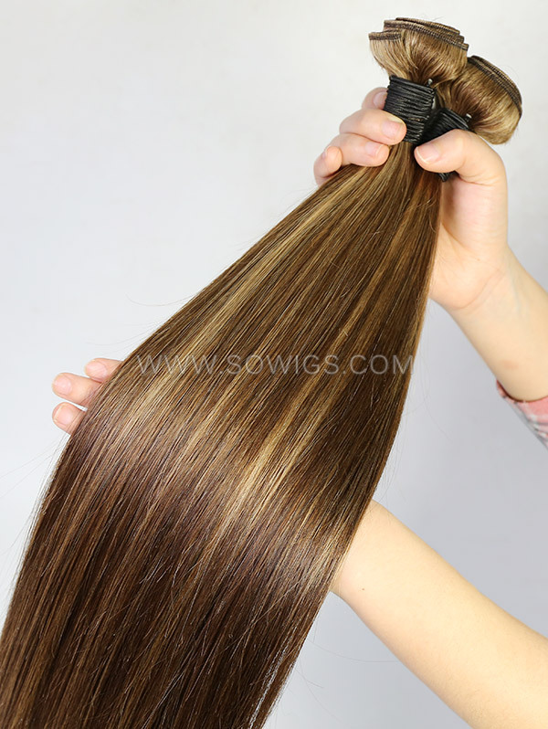 1 Bundle Highlight #4/27 Color Double Welf Human Hair Extensions