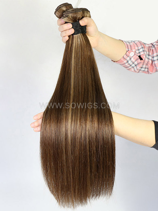 1 Bundle Highlight #4/27 Color Double Welf Human Hair Extensions