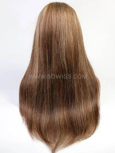 U Part Wig Highlight 4/27 Color Straight Human Hair