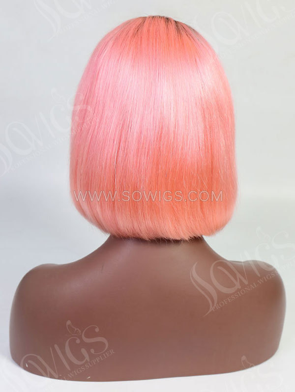 150% Density Lace Front Wig Ombre Color Bob Straight Human Hair Lace Frontal Bob Wig