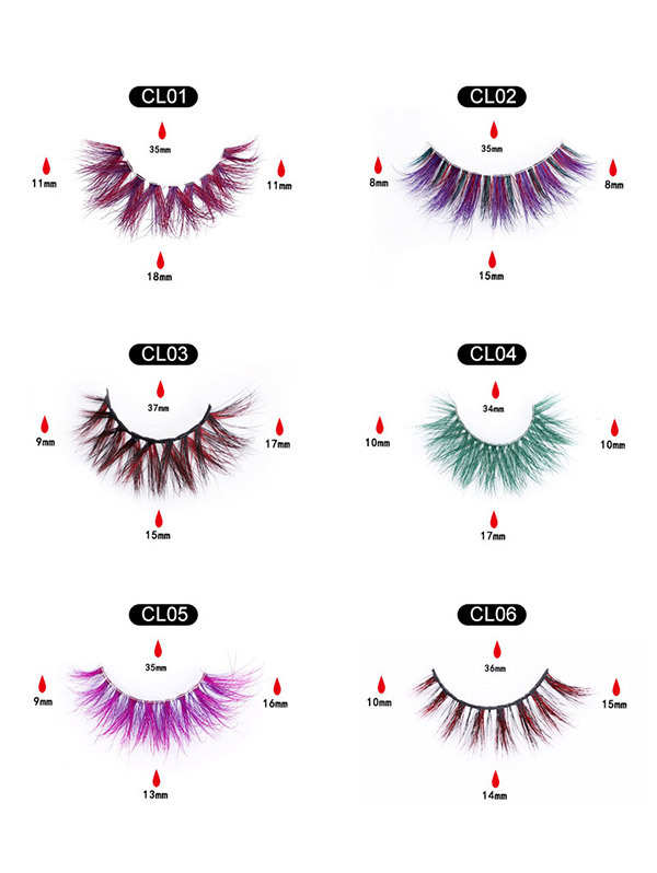 1 Pair 9D Color Mink Hair False Eyelashes (12 color choices ,leave message or by random)