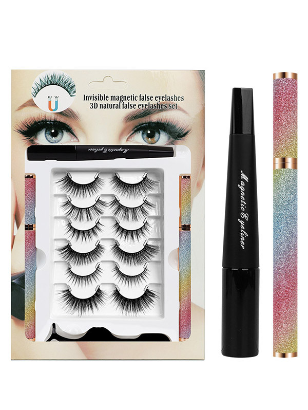 Invisible Magnetic False Eyelashes 6 Pairs With Magnetic Eyeliner&Tweezer Set