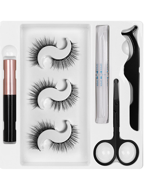 3 Pairs 3D Magnetic Eyelashes Eyeliner Scissors Tweezer Set built-in design with 7 magnetic blocks