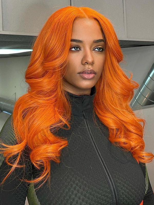 Trendy Wig Ginger Color Body Wave Human Hair Wig With 7 Days To Customize