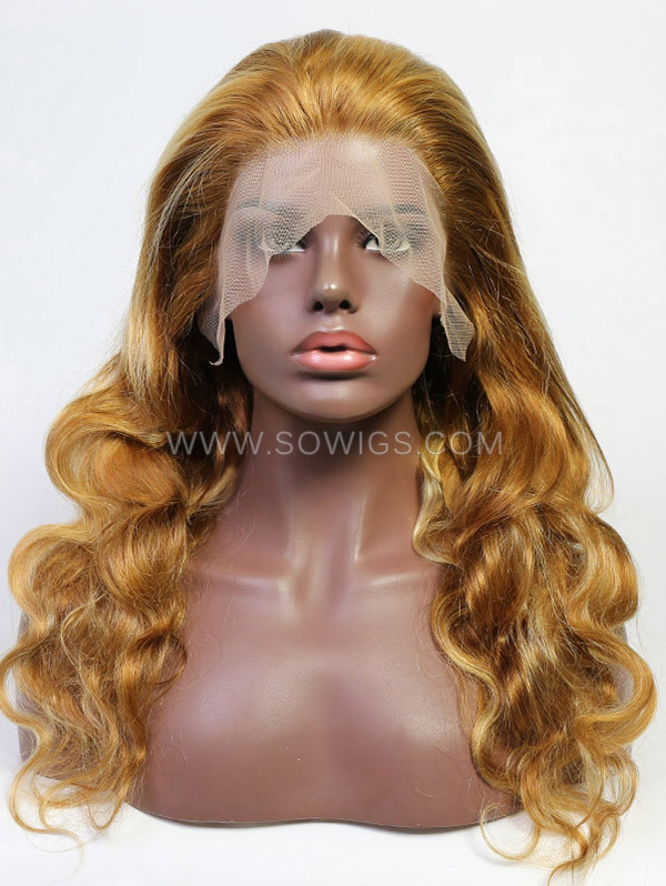 P30/613 Blonde Hightlighted Color 180% Density 13*4 Lace Frontal Wigs Straight Hair Virgin Human Hair