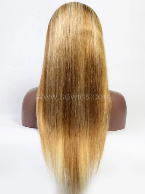 P30/613 Blonde Hightlighted Color 180% Density 13*4 Lace Frontal Wigs Straight Hair Virgin Human Hair