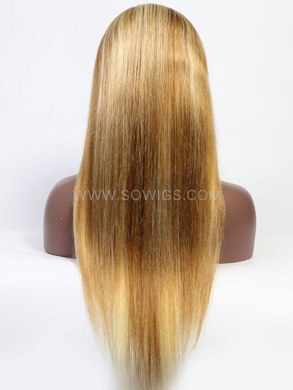 P30/613 Blonde Hightlighted Color 180% Density 13*4 Lace Frontal Wigs Straight Hair Virgin Human Hair