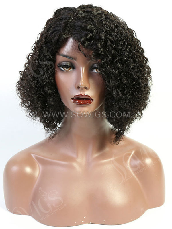 130% Density 13*1 Lace Part T-Part Deep Curly Human HairBob Wig