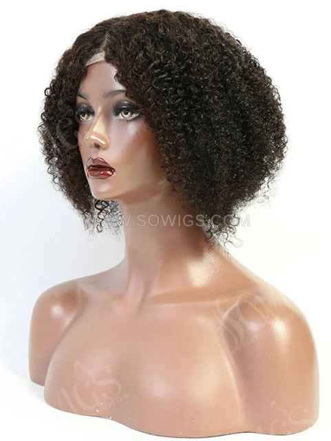 130% Density Middle Part T-Part Bob Wig Kinky Curly Human Hair Lace Bob Wigs