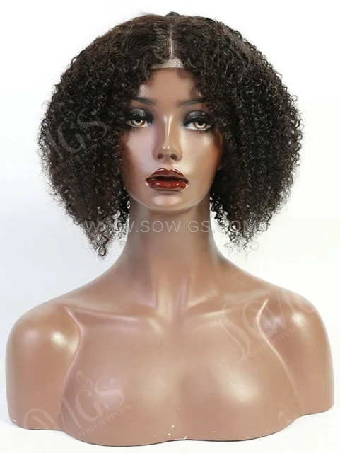 130% Density Middle Part T-Part Bob Wig Kinky Curly Human Hair Lace Bob Wigs