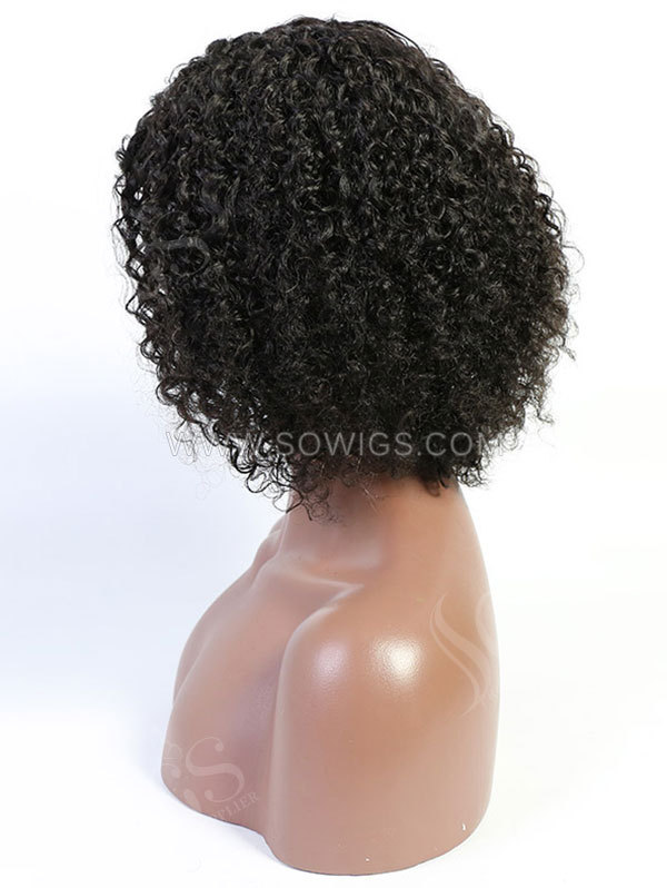 130% Density 13*1 Lace Part T-Part Deep Curly Human HairBob Wig