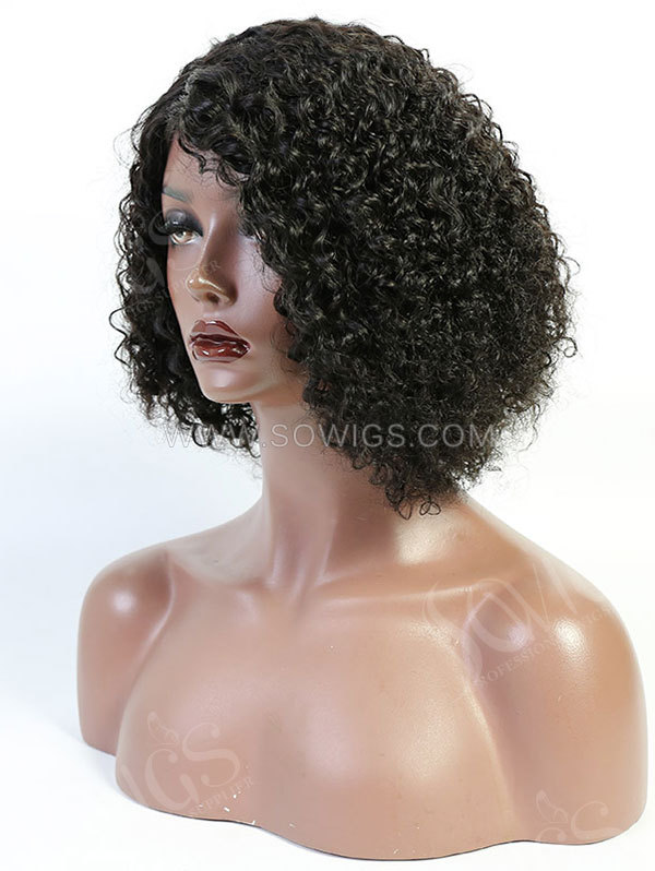 130% Density 13*1 Lace Part T-Part Deep Curly Human HairBob Wig