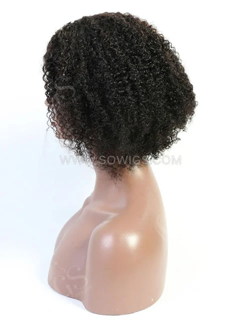 130% Density Middle Part T-Part Bob Wig Kinky Curly Human Hair Lace Bob Wigs