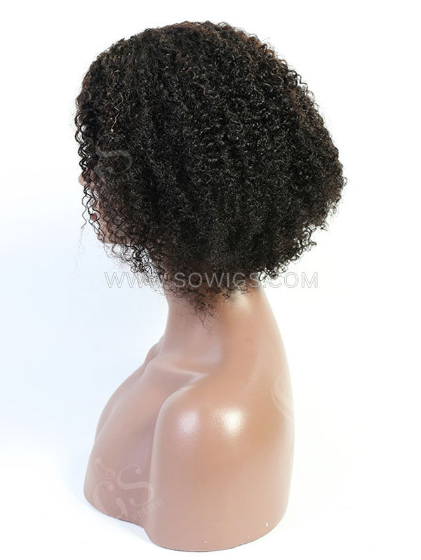 130% Density Middle Part T-Part Bob Wig Kinky Curly Human Hair Lace Bob Wigs