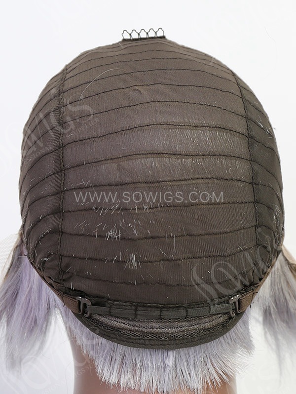 130% Density Ombre Color 1B/Grey 13x1 Lace Front Bob Wig Side Part Straight Human Hair Short Bob Wig