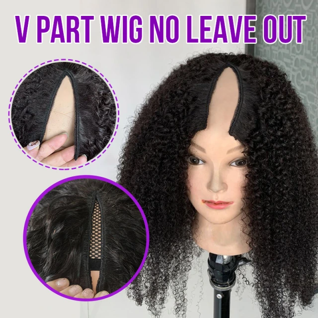 U Part Wigs Deep Curly Virgin Human Hair Natural Color