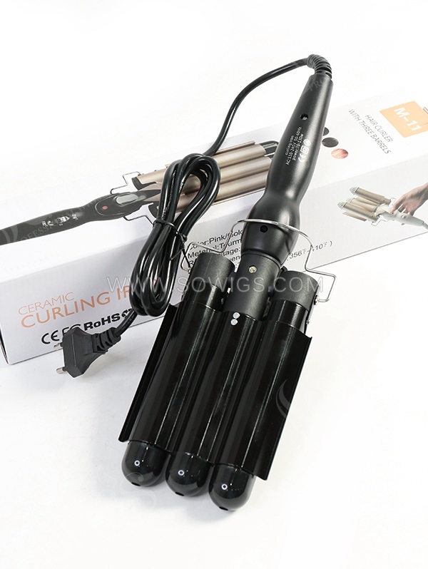 3 Barrel Curling Iron Wand Dual Voltage Hair Crimper Temperature Adjustable Portable Hair Waver Heats Up Quickly