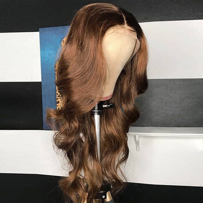 #4 Color Body 13*4 Lace Front Wigs 130% Density Lace Wigs Virgin Human Hair Natural Hairline