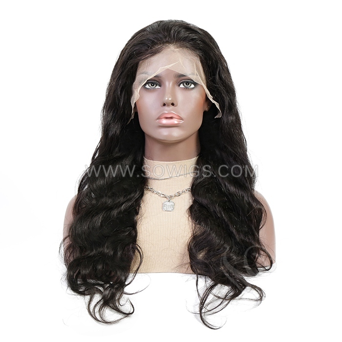 Body Wave 13*4 Lace Front Wigs 130% Density Lace Wigs Virgin Human Hair Natural Color Natural Hairline