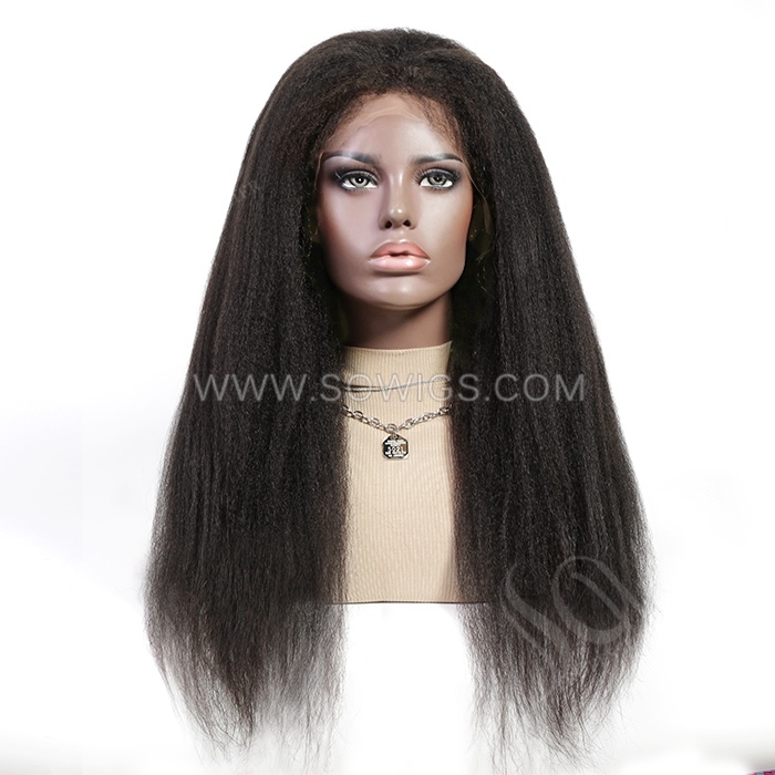 130% /180% /300% Density Kinky Straight 13*4 Lace Front Wigs 100% Unprocessed Virgin Human Hair Wigs  Natural Color